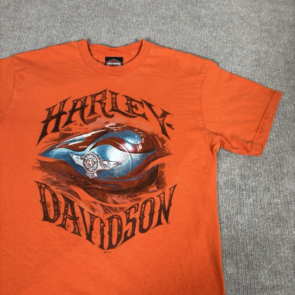 Harley Davidson T Shirt Mens M Short Sleeve‎ Orange Surfboard St Petersburg FL